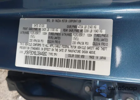 2020 Mazda Cx-5 Touring from USA, damaged, VIN JM3KFBCM8L0844980